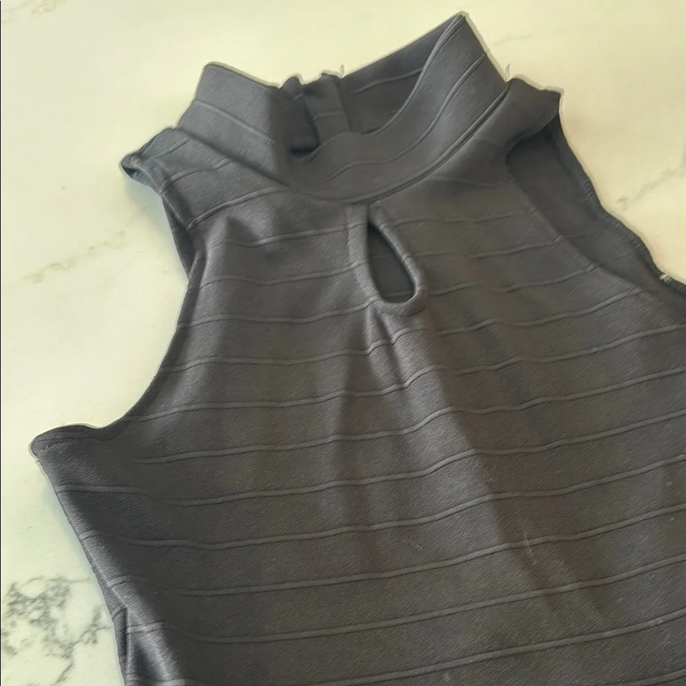 Black Sleeveless Mock Neck A-Line Dress